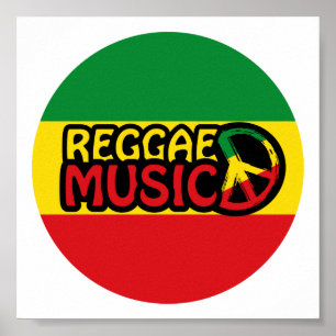 Poster Reggae Music, reggae art com símbolo de paz