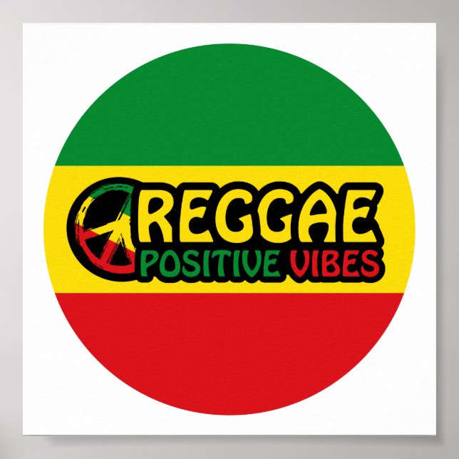 Poster Reggae Music with positive vibes and reggae flag (Frente)