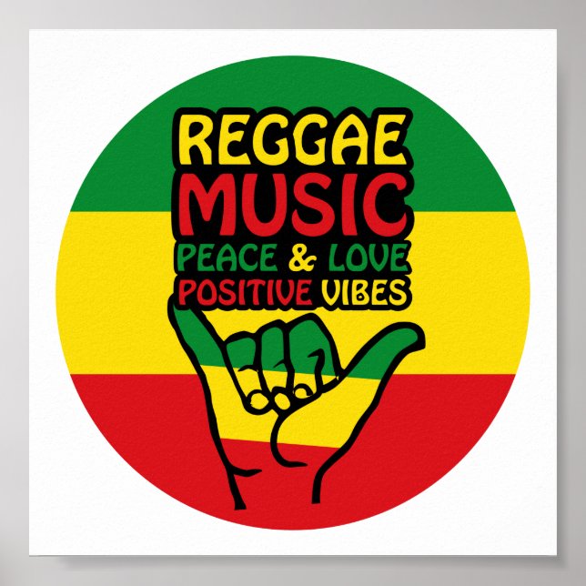 Poster Reggae Shaka Hand com citações positivas (Frente)