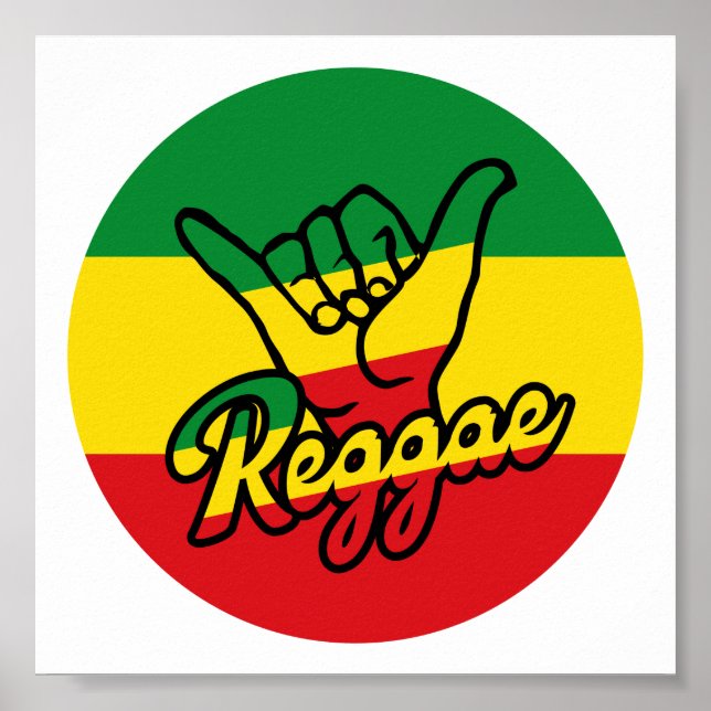 Poster Reggae Shaka Mãos com cores reggae (Frente)