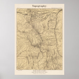 Póster Região da passagem de TruckeeDonner da topografia