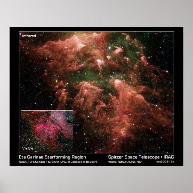 Póster Região de Insolação Eta Carinae - Spitzer Space Te (Frente)