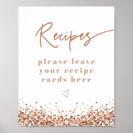 Poster REGINA Rose Gold Lantejoulas Receitas de Chuveiro