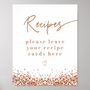 Poster REGINA Rose Gold Lantejoulas Receitas de Chuveiro