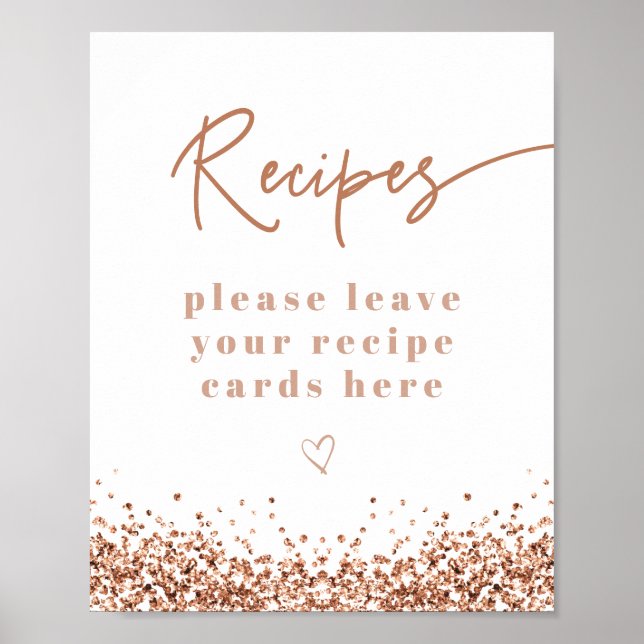 Poster REGINA Rose Gold Lantejoulas Receitas de Chuveiro  (Frente)