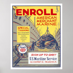 Poster Registre o fuzileiro naval mercante americano -