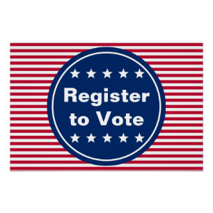 Póster Registre-se para votar branco vermelho e azul risc