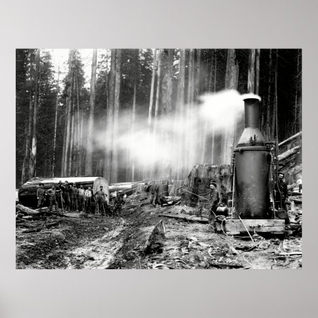 Poster REGISTRO COM STEAM DONKEY c. 1879 (Frente)