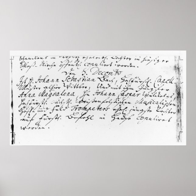 Póster Registro do casamento de Bach com Anna (Frente)