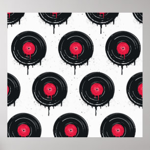 Poster Registros de vinil derretidos, padrão artístico.
