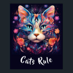 Poster Regra Nativa Americana de Multicolores de pop Art<br><div class="desc">Adicione seu próprio texto! Um belo impressão de gato no estilo Nativo Americano de pop moderno. É um impressão surpreendente por si só ou com texto adicionado de sua escolha.</div>