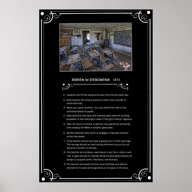 POSTER REGRAS APLICÁVEIS AOS PROFESSORES - 1872 - TERRITÓ (Frente)