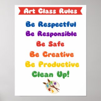 Poster Regras da Aula de Arte (em Cores) - Cartaz
