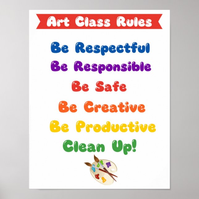 Poster Regras da Aula de Arte (em Cores) - Cartaz (Frente)