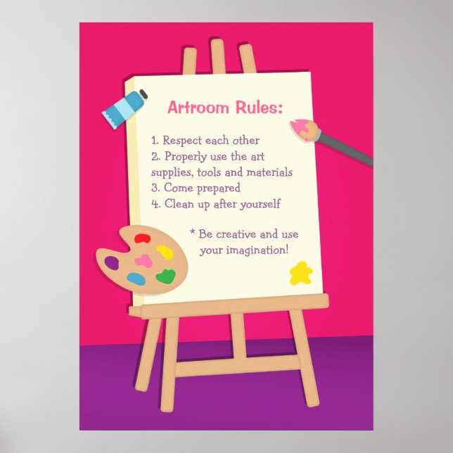 Póster Regras da Aula de Arte para Crianças (Frente)