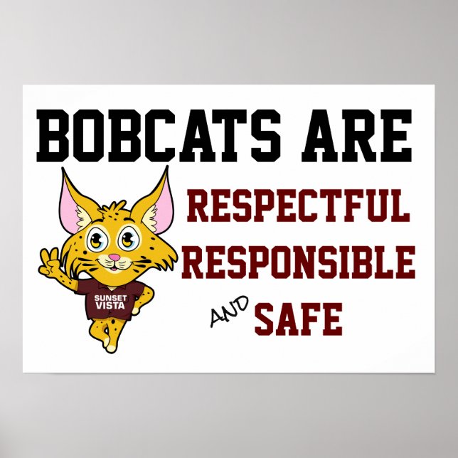 Poster Regras da escola Bobcat Responsáveis pelo Respeito (Frente)