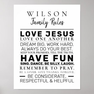 Poster Regras da Família Personalizada Moderna de Fábri
