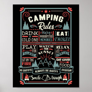 Poster Regras de acampamento de tendas exteriores de camp