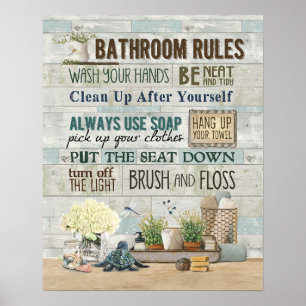 Poster Regras de Banho de Tartaruga Inspiração e Motivaçã