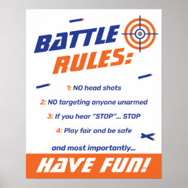 Poster Regras de Batalha para Festa de Aniversário da Gue