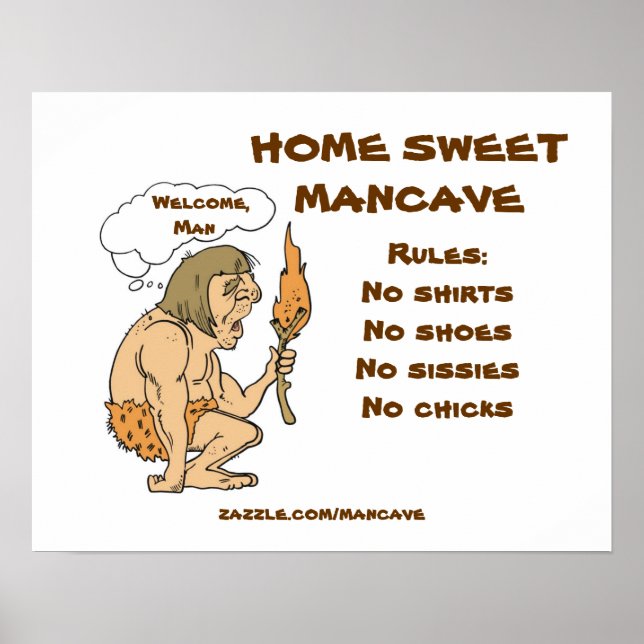 Poster Regras de Caveman Mancave (Frente)