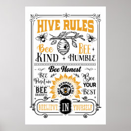 Poster regras de colmeia de abelhas bonitinha