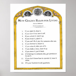 Póster Regras de ouro novas para viver