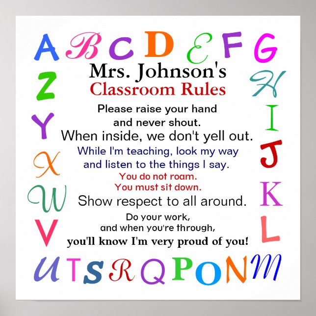 Póster Regras de sala de aula nº 2 por SRF (Frente)