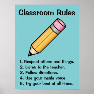 Poster Regras de sala de aula personalizadas com lápis de