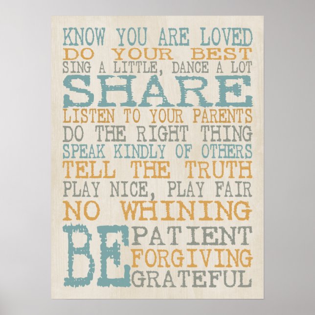 Poster Regras de sala de reprodução (Frente)