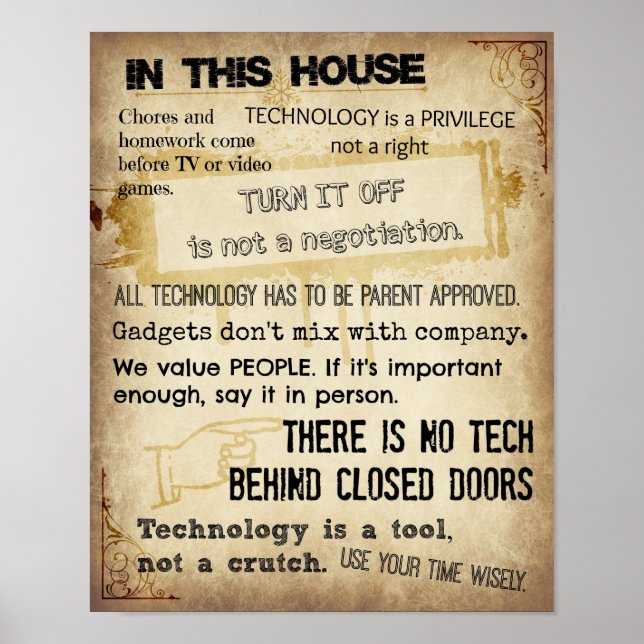 Poster Regras de tela para casa (Frente)