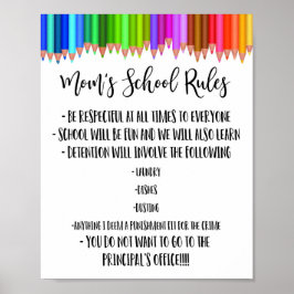 Poster Regras Escolares De mães, Regras De Escolas Domést