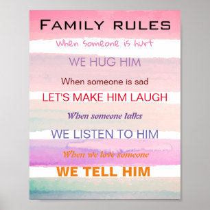 Poster Regras familiares em cores