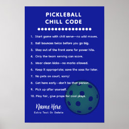Poster Regras Personalizadas de Pickleball Código CHILL
