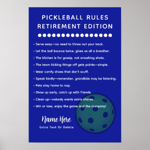 Poster Regras Personalizadas de Pickleball EDIÇÃO APOSENT
