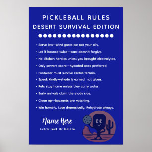 Poster Regras Personalizadas de Pickleball para Sobrevivê