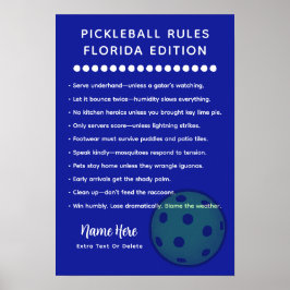 Poster Regras Personalizadas de Pickleball Regras da Flór