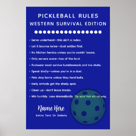 Poster Regras Personalizadas de Pickleball Sobrevivência 