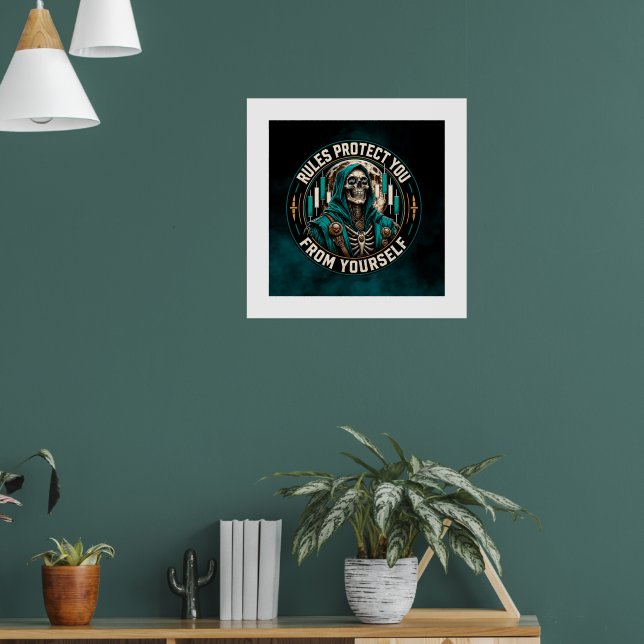 Poster Regras Protegem Você de Si Mesmo Fumaça Teal Ceifa (Sala de Estar 1)