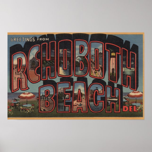 Poster Rehoboth Beach, Delaware - Cenas com Letras Grande (Frente)
