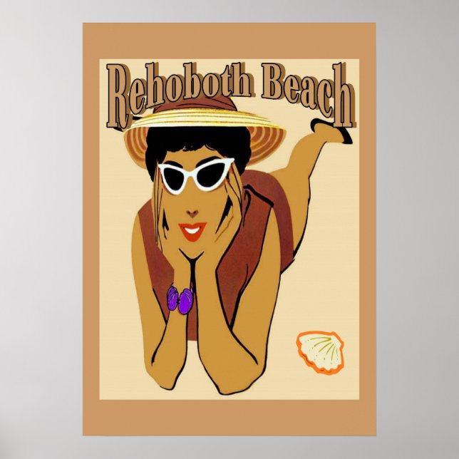 Póster Rehoboth, Lady on Beach (Frente)