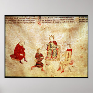 Póster Rei Arthur em seu trono cercado
