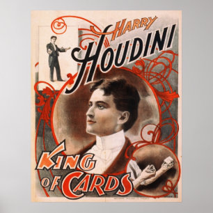 Póster Rei Cartão de Harry Houdini