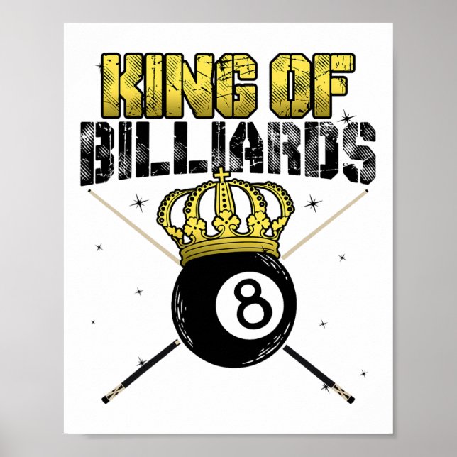 Poster Rei da Fila de Piscinas Bilhar Snooker Billiard Pl (Frente)
