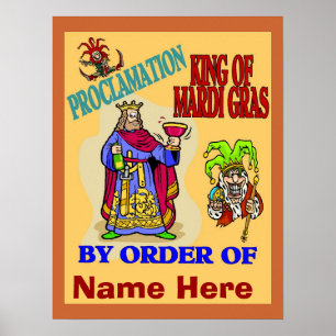 Póster Rei De Mardi Gras, Adicione Nomes,