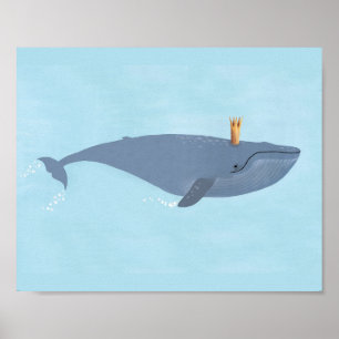 Poster Rei Do Mar - Ilustração Da Coroa De Baleia Azul
