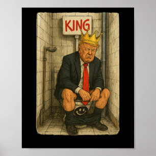 Poster Rei do Trono de Toalete – Obra de Arte Satírica de