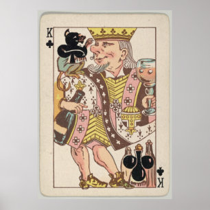 Poster Rei do vintage do cartão de jogo dos clubes (1889