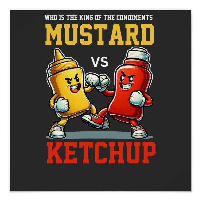 Póster Rei dos condimentos Mostarda vs Ketchup Clássico (Frente)