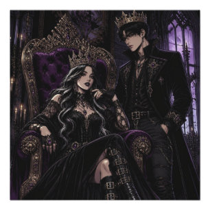 Póster Rei e Rainha Góticos Românticos Estética Sombria